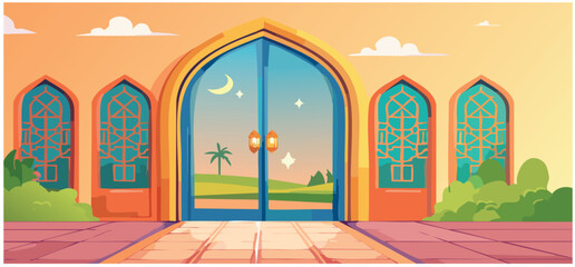 entrance to the mosque for muslim background