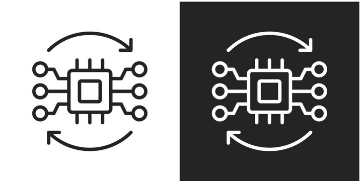 Algorithms Icon In Black And White Line Style