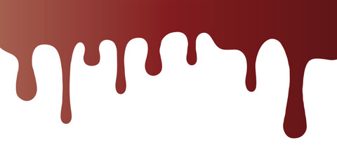 Reddish brown liquid dripping, abstract paint splash graphic isolated on white background