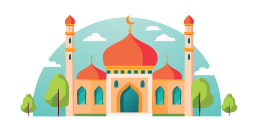 illustration of a mosque in the night