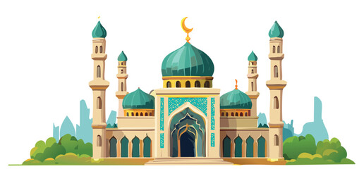 vector mosque in the evening