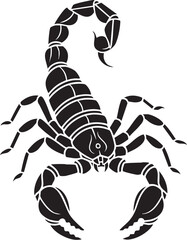 Black and white stylized scorpion vector illustration. Strong mascot, tattoo, or zodiac symbol