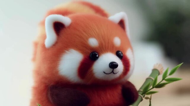 red panda on bamboo mat