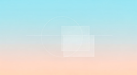 Simple and clean backdrop with thin line circle and square, futuristic hud style illustration for technology, science or business template