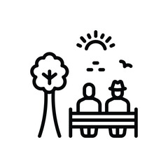 Black line icon for peaceful retirement