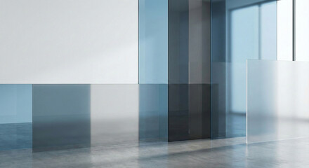 empty room with blue windows