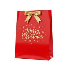 Gift bag with Christmas typography, isolated