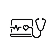 Black line icon for health monitoring