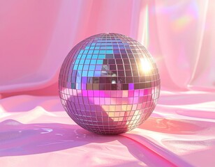 Disco ball on soft pink fabric (1)