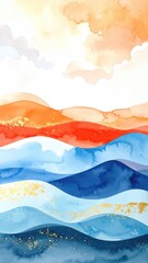 Abstract watercolor landscape painting