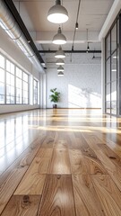 Airy modern space with wood floor