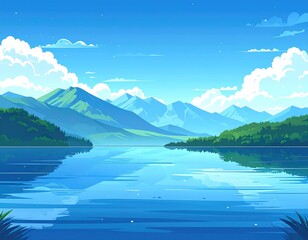 Serene mountain lake view