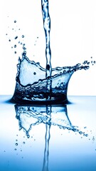 Water splashes blue liquid upward