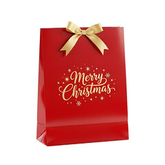 Gift bag with Christmas typography, isolated