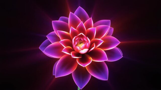 Glowing Lotus Flower with Radiant Purple and Pink Petals on Dark Background bloom blossom