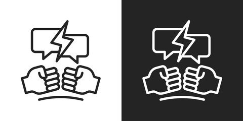 Confrontation Icon In Black And White Line Style