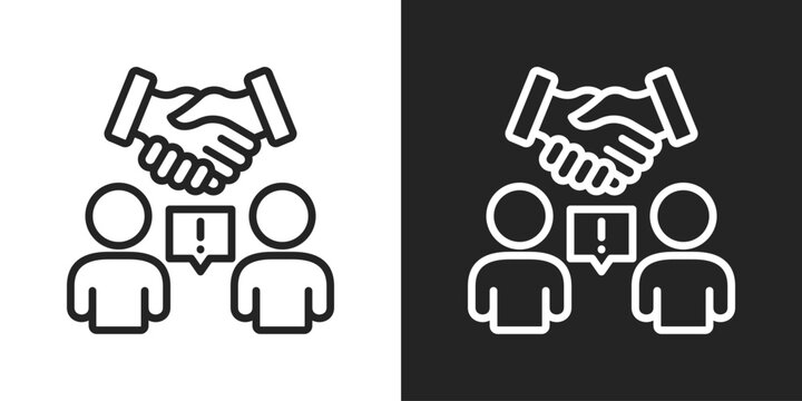 conflict Resolution Icon In Black And White Line Style
