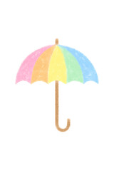 Cute Colorful Hand-Drawn Rainbow Umbrella Illustration umbrella isolated on white background