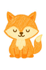 Cute Hand-Drawn Cartoon Fox | Adorable Sitting Baby Woodland Animal | Peaceful Orange Forest Mammal Illustration | Sweet Fluffy Character for Kids, Nursery Decor, Stickers & Greeting Cards |