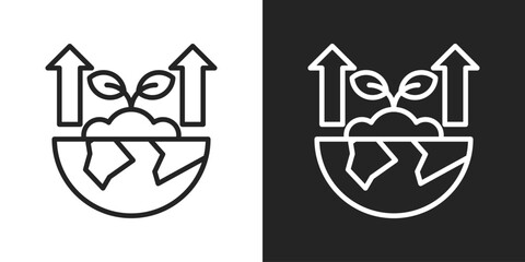 Green Growth Icon In Black And White Outline Style