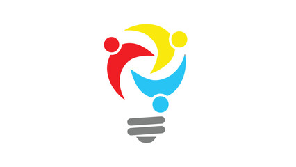 Collaboration and Teamwork Idea Light Bulb Logo Vector Illustration