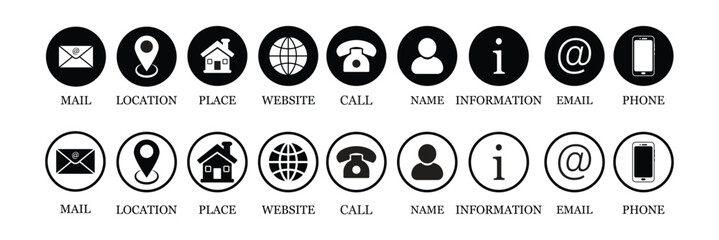 Contact Us Icon Set for Business Communication and Website Interface.