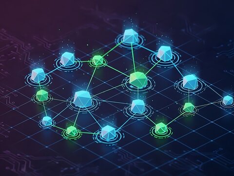 Snowy forest landscape with frozen river and trees at sunrise or sunset, serene winter scenery with snow covered rocks and evergreen trees - Powered by Adobe