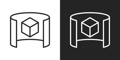 Virtual Reality Icon In Black And White Outline Style