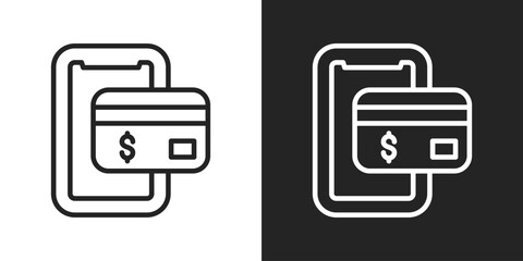 Mobile Wallet Icon In Black And White Outline Style