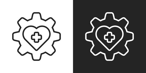 Medicare Icon In Black And White Line Style