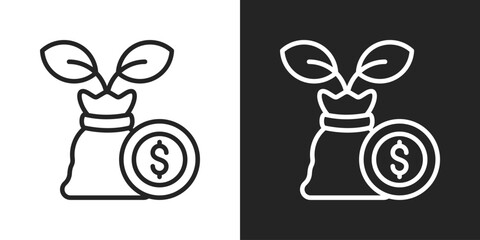 Investment Icon In Black And White Line Style