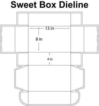 Sweet Box Dieline Template With Dimensions packaging die cut