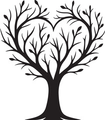 Fototapeta premium Heart shaped tree silhouette symbolizing love and nature
