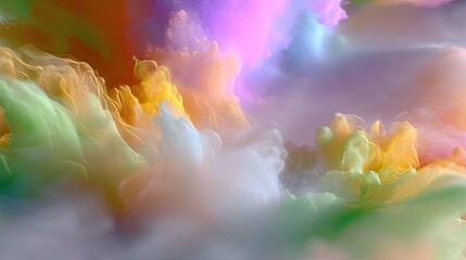 Fototapeta premium Vibrant Abstract Swirls of Colorful Smoke and Clouds in Pastel Hues for Creative Backgrounds and Digital Art