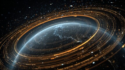 Earth Surrounded by Digital Rings and Data in Space