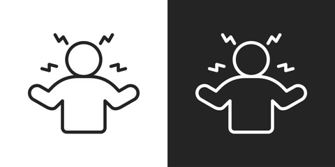 Stress Management Icon In Black And White Line Style