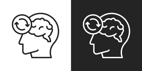 Positive Thinking Icon In Black And White Line Style