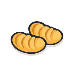 Flat 2D vector illustration of Gnocchi, simple icon style on a clean white background.