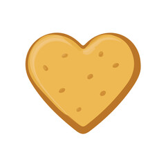 Heart-shaped Cookie illustrated in a clean 2D flat vector style, minimal and modern, isolated on a white background.