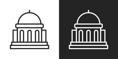 Government Building Icon In Black And White Line Style