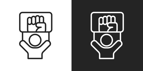 Human Rights Icon In Black And White Line Style