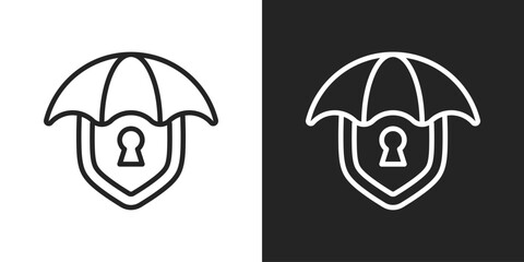 Cyber Insurance Icon In Black And White Line Style