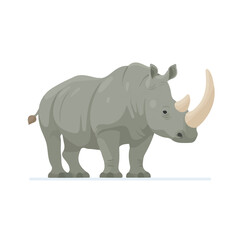 Fototapeta premium Minimal 2D vector illustration of Rhinoceros in flat icon style on a plain white background.