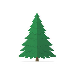 Flat 2D vector illustration of Pine Tree, simple icon style on a clean white background.