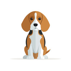 2D flat vector illustration of Beagle, clean and minimal icon style, isolated on white background.