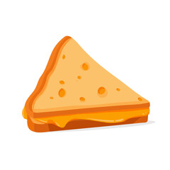 Grilled Cheese Sandwich, 2D flat vector illustration, simple and modern style, isolated on a plain white background.