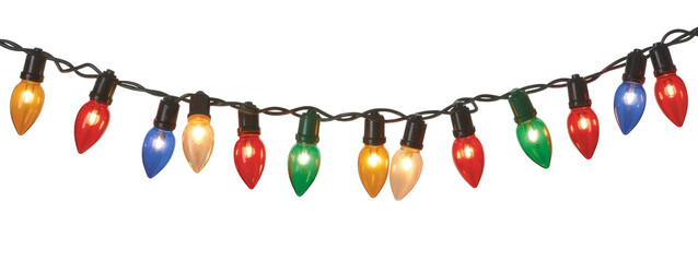 Colorful Christmas Lights String Isolated on Background