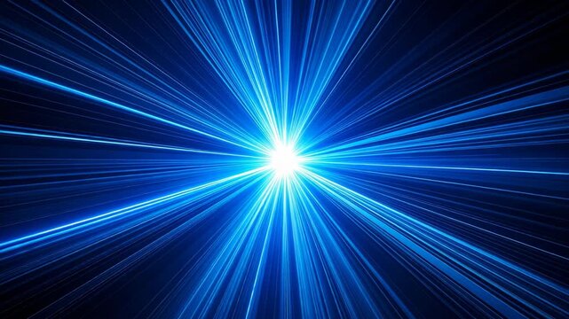Brilliant light streaks emitting from a central bright point, conveying speed, technology, and a sense of forward momentum on a dark background.