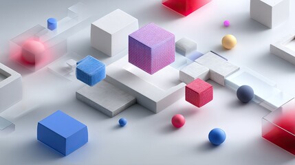 Abstract geometric composition with colorful shapes and forms in modern design style