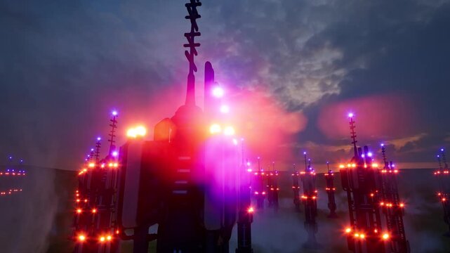 6g towers led lights network antenna technology 4k